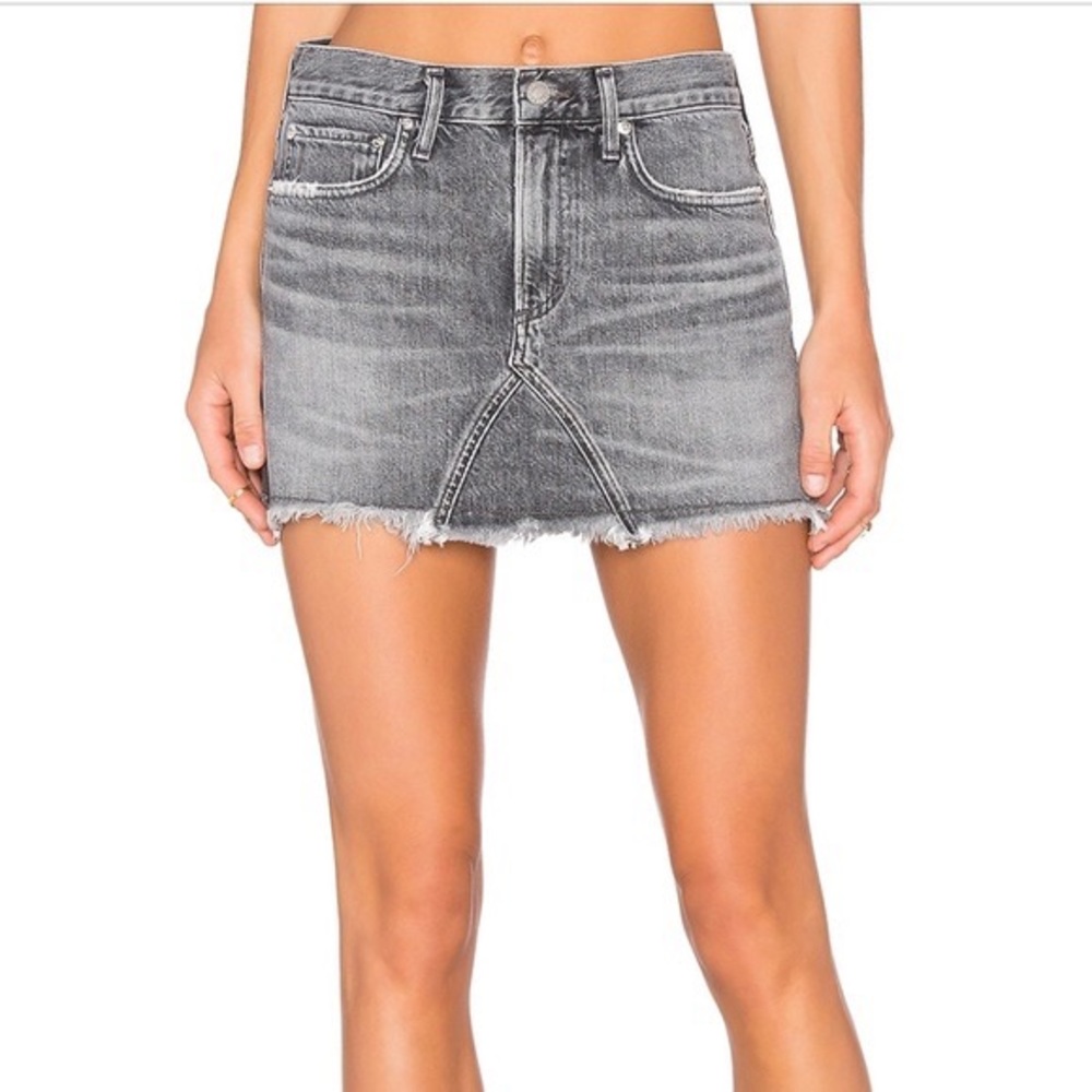 Agolde Jeanette Denim Mini Skirt Grey